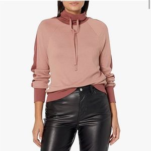 Monrow Pink Colorblock Waffle Knit Pullover